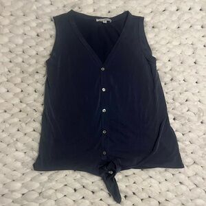 Green Envelope Dark Blue Sleeveless Button-Down Shirt
